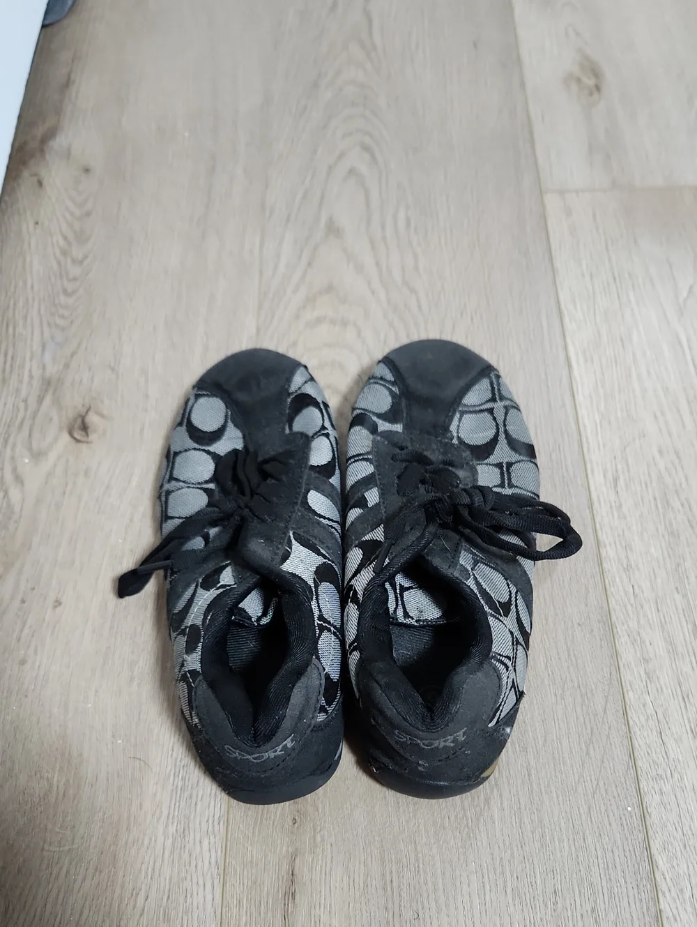 Coach Black and Gray Signature-Print Sneakers